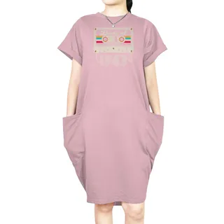 Best Of 1963 Loose Short Sleeve Pocket On Dress – Pink