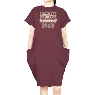 Best Of 1962 Loose Short Sleeve Pocket On Dress – Red