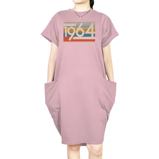 Aged Perfection 1964 Loose Short Sleeve Pocket On Dress – Pink