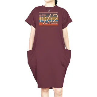 Aged Perfection 1962 Loose Short Sleeve Pocket On Dress – Red