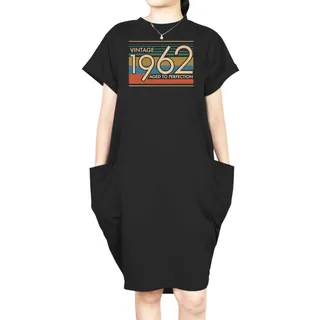 Aged Perfection 1962 Loose Short Sleeve Pocket On Dress – Black