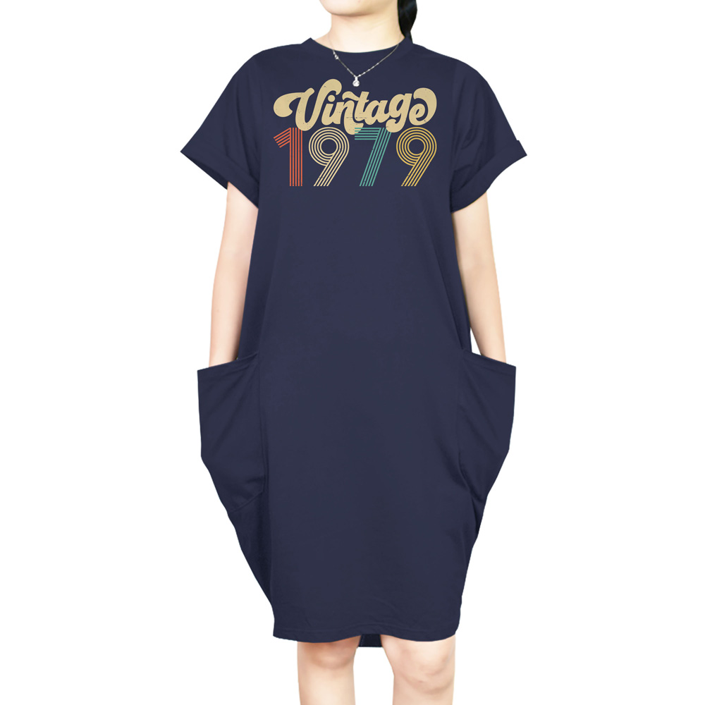Premium Vintage 1979 Loose Short Sleeve Pocket On Dress - variant image 1
