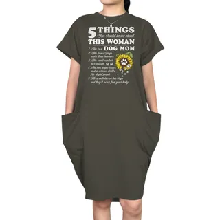 Dog Mom Short Sleeve Pocket Dress – Green