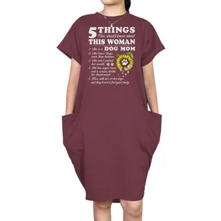 Dog Mom Short Sleeve Pocket Dress – Red