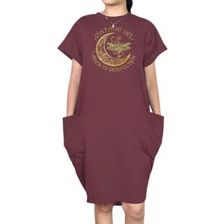 Vintage Perfection 1971 Loose Short Sleeve Pocket On Dress – Red