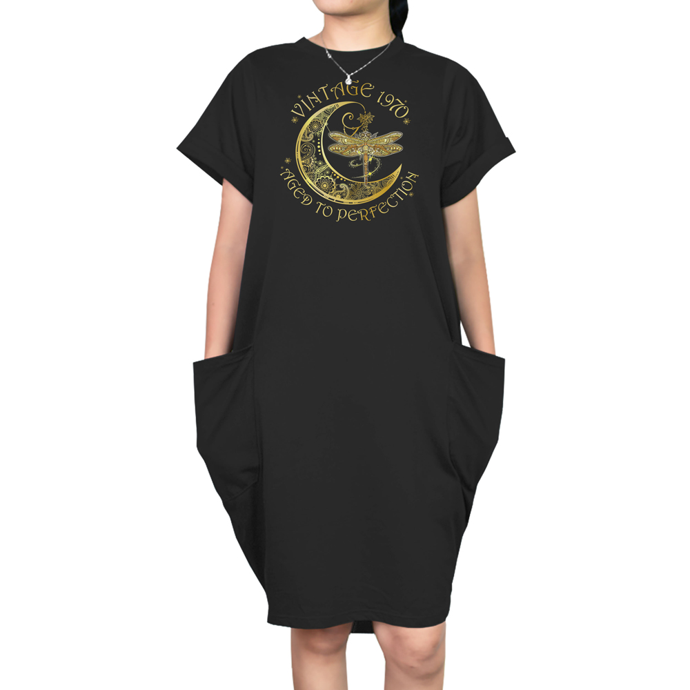 Vintage Perfection 1970 Loose Short Sleeve Pocket On Dress - variant image 1