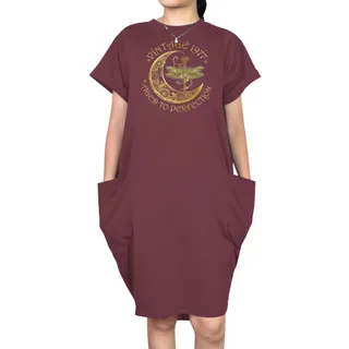 Vintage Perfection 1977 Loose Short Sleeve Pocket On Dress – Red