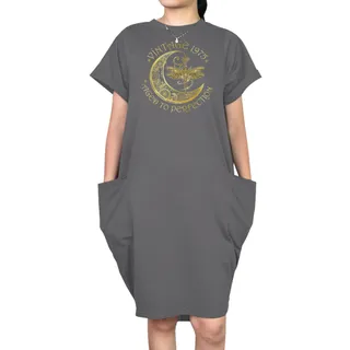 Vintage Perfection 1975 Loose Short Sleeve Pocket On Dress – Grey