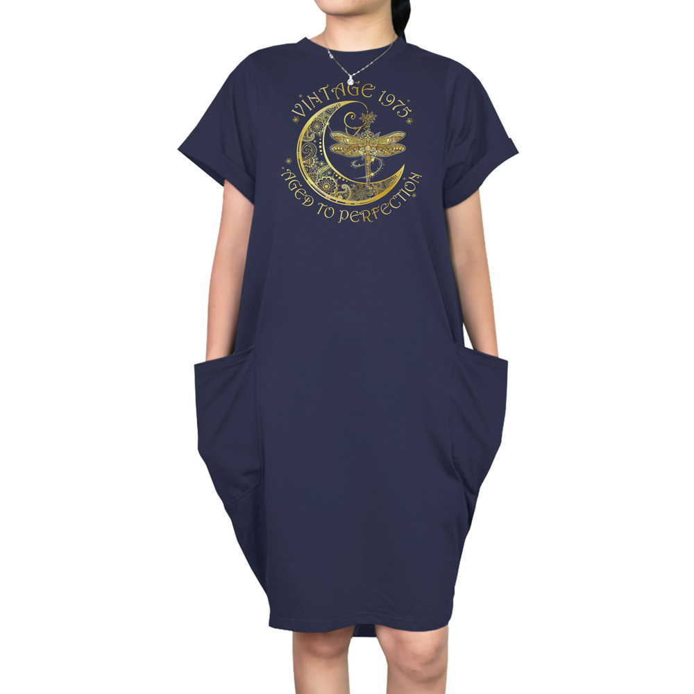 Vintage Perfection 1975 Loose Short Sleeve Pocket On Dress - variant image 1