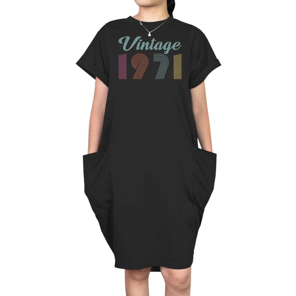 Vintage 1971 Short Sleeve Pocket On Dress - variant image 1