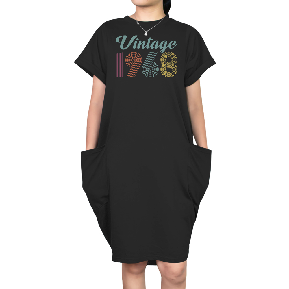 Vintage 1968 Short Sleeve Pocket On Dress - variant image 1