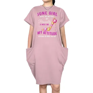 Attitude June Birthday Short Sleeve Pocket Dress – Pink