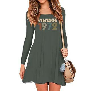 Limited 1972 Birthday Women's Crew Neck Dress – Military Green
