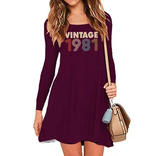 Limited 1981 Birthday Women's Crew Neck Dress – Maroon