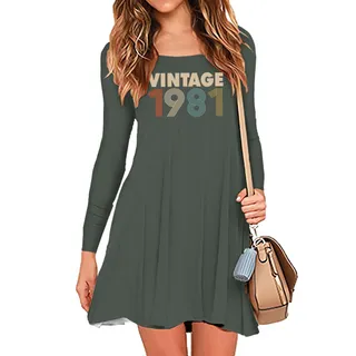Limited 1981 Birthday Women's Crew Neck Dress – Military Green