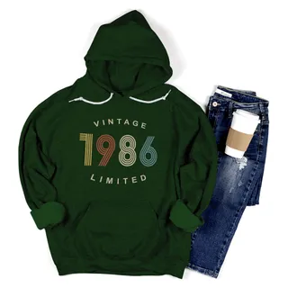 Limited Vintage 1986 Birthday Hoodie – forest-forestgreen