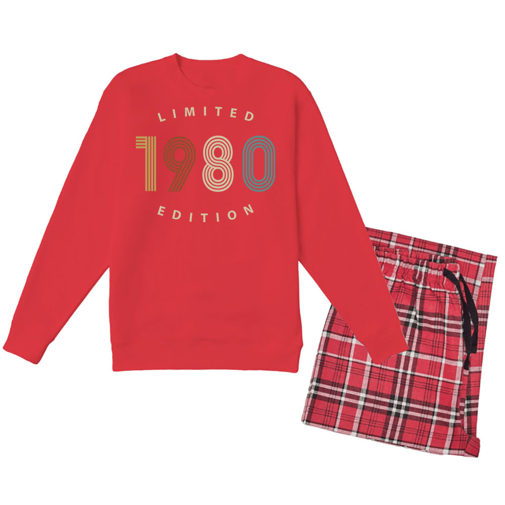 Limited 1980 Birthday Women's Crewneck Sweatshirt and Flannel Pants Set - variant image 1