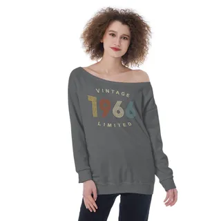 Limited Vintage 1966 Women's Off-Shoulder Sweatshirt – Dark Grey Heather