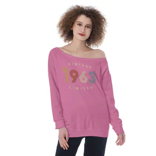 Limited Vintage 1963 Women's Off-Shoulder Sweatshirt – Safety Pink