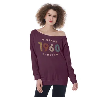 Limited Vintage 1960 Women's Off-Shoulder Sweatshirt – Maroon