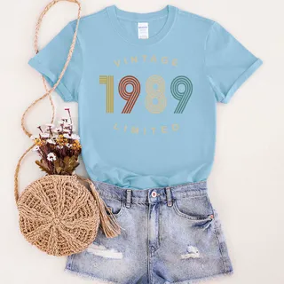 Limited Vintage 1989 Birthday T-Shirt – Light Blue