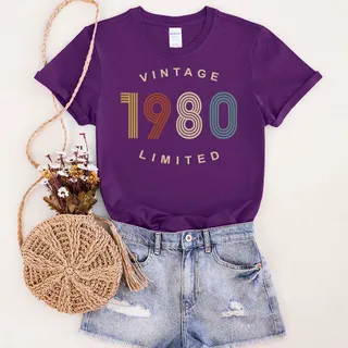 Limited Vintage 1980 Birthday T-Shirt – Purple
