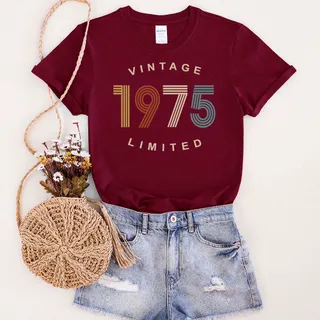 Limited Vintage 1975 Birthday T-Shirt – Maroon