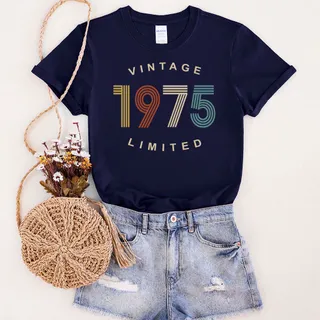 Limited Vintage 1975 Birthday T-Shirt – Navy