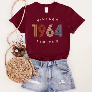 Limited Vintage 1964 Birthday T-Shirt – Maroon