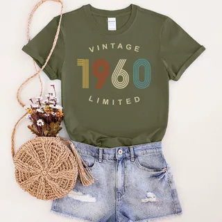 Limited Vintage 1960 Birthday T-Shirt – Military Green