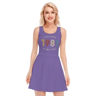 Limited Vintage 1981 Birthday Women's Waistless Dress – Purple
