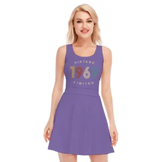 Limited Vintage 1969 Birthday Women's Waistless Dress – Purple