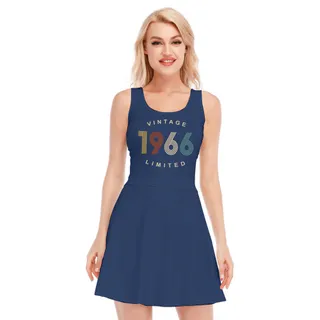 Limited Vintage 1966 Birthday Women's Waistless Dress – Navy