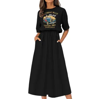 Limited Edition Steamboat 1983 Birthday Elastic Waist Dress – Black