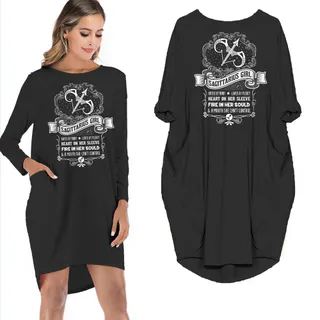 Heart On Her Sleeve Sagittarius Girl Loose Pocket On Dress – Black