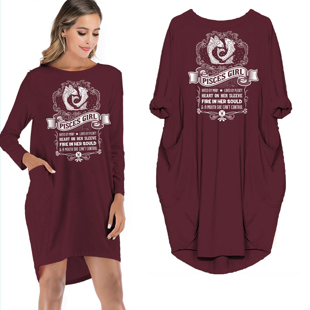 Heart On Her Sleeve Pisces Girl Loose Pocket On Dress - variant image 1