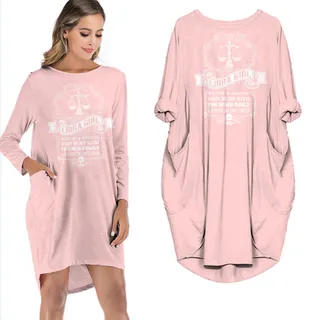 Heart On Her Sleeve Libra Girl Loose Pocket On Dress – Pink