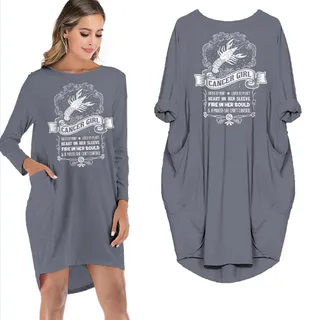 Heart On Her Sleeve Cancer Girl Loose Pocket On Dress – Green