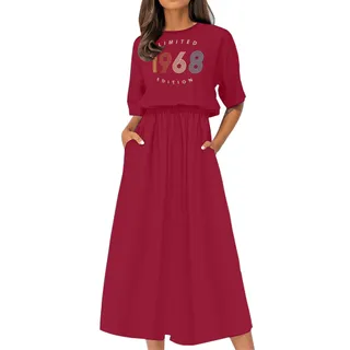 Limited Edition 1968 Birthday Elastic Waist Dress – Cardinal Red