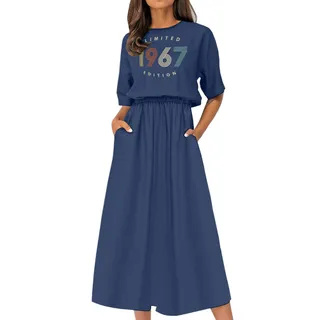 Limited Edition 1967 Birthday Elastic Waist Dress – Navy