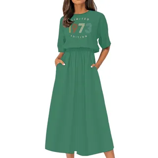 Limited Edition 1973 Birthday Elastic Waist Dress – Kelly Green