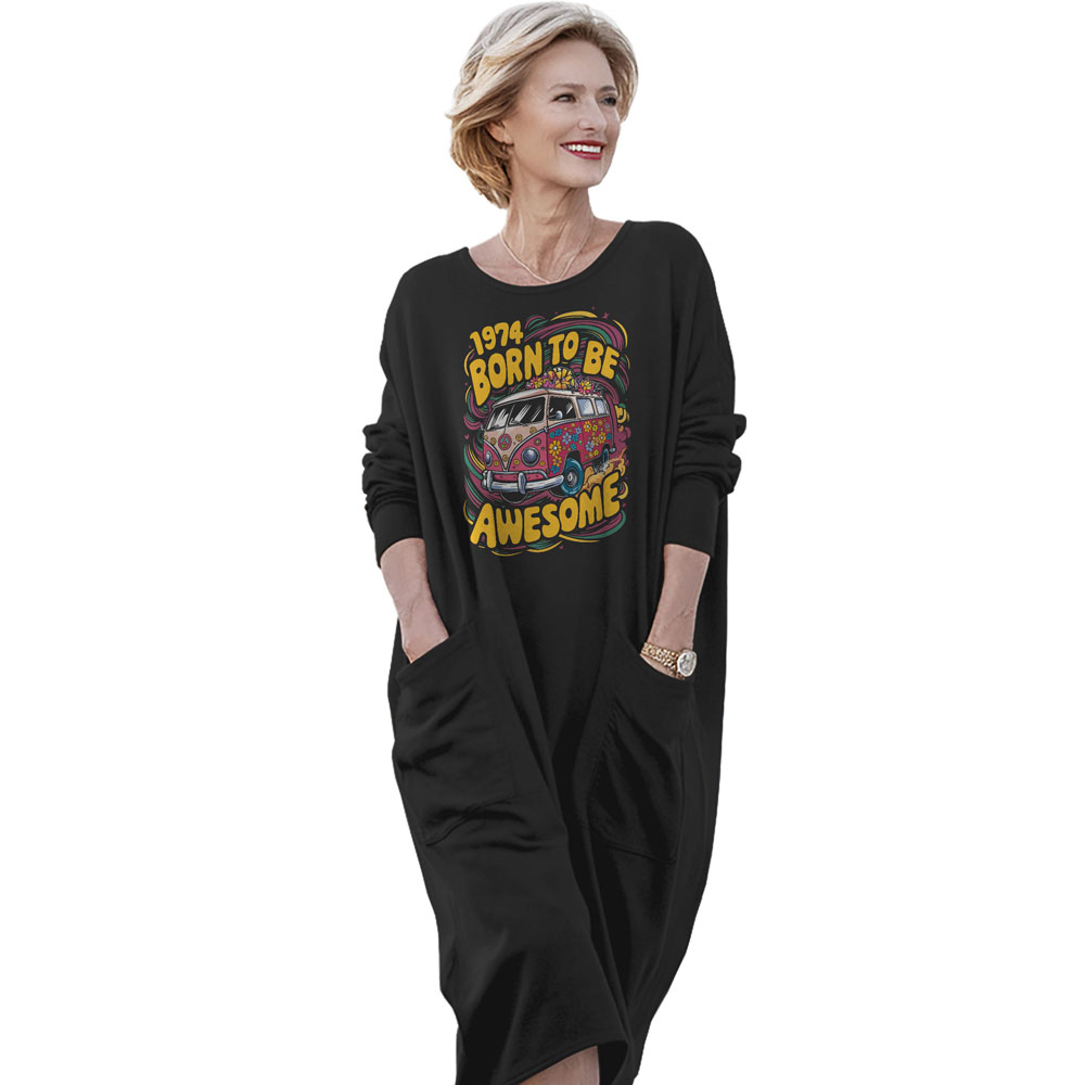 Awesome Hippie Born 1974 Loose Pocket On Dress - variant image 1