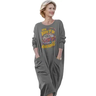 Awesome Hippie Born 1974 Loose Pocket On Dress – Grey