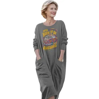 Awesome Hippie Born 1979 Loose Pocket On Dress – Grey
