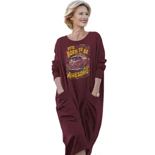 Awesome Hippie Born 1975 Loose Pocket On Dress – Red