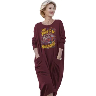 Awesome Hippie Born 1961 Loose Pocket On Dress – Red