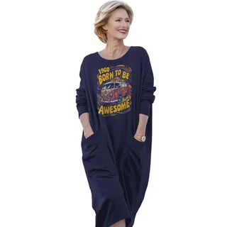 Awesome Hippie Born 1960 Loose Pocket On Dress – Blue