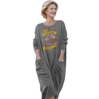 Awesome Hippie Born 1966 Loose Pocket On Dress – Grey