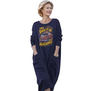 Awesome Hippie Born 1962 Loose Pocket On Dress – Blue