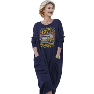Awesome Hippie 1971 Loose Pocket On Dress – Blue